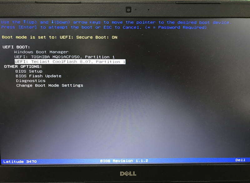 inicializar a partir de usb uefi