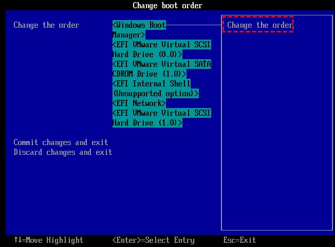 Change the boot order to the new M.2 SSD drive