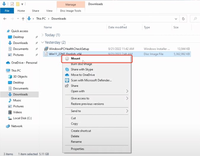 mounting windows iso file