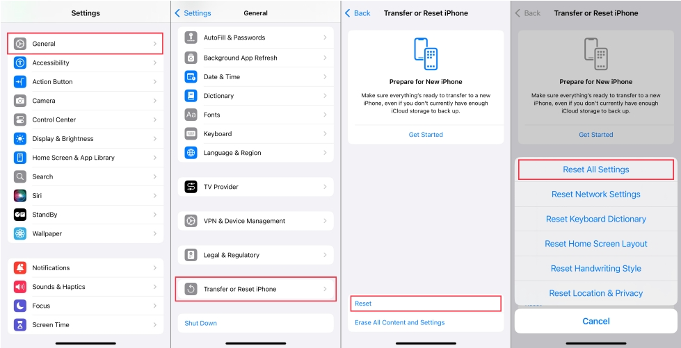 reset all settings to fix trusted device list is not available