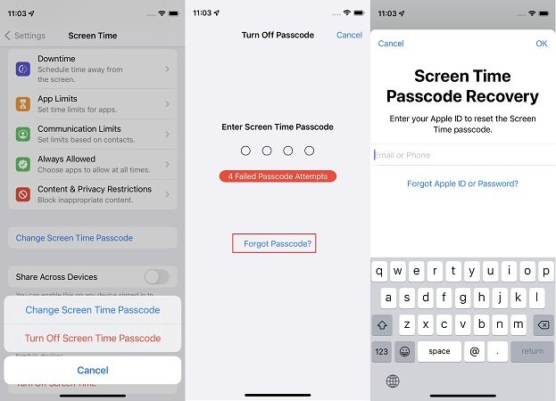 apple id screen time passcode recovery