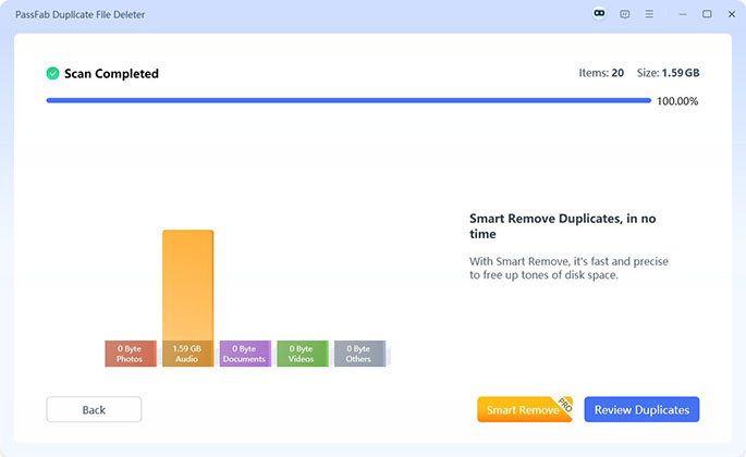 click smart remove to delete duplicates