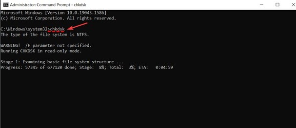 Type CHKDSK Command 